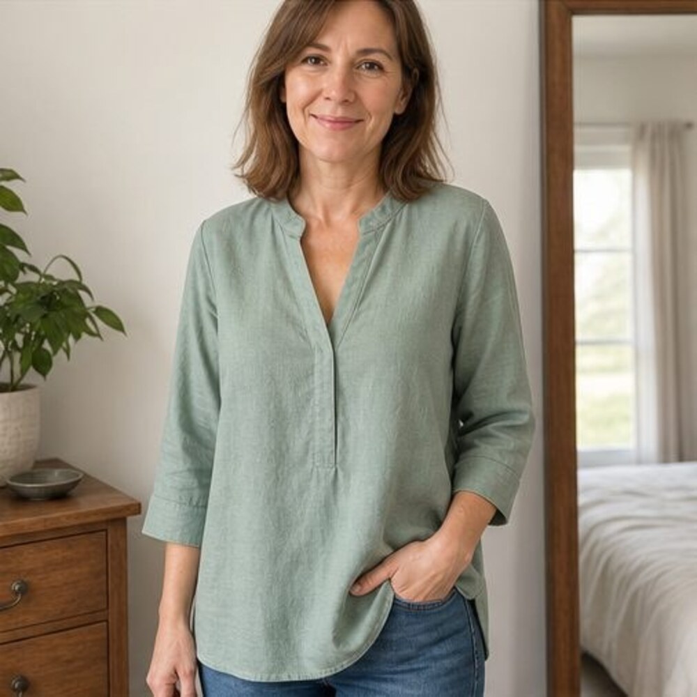 Blue Ruffle Blouse - Picture 2 of 6
